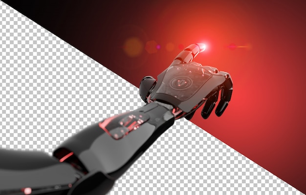 Cut out black and red robot pointing finger