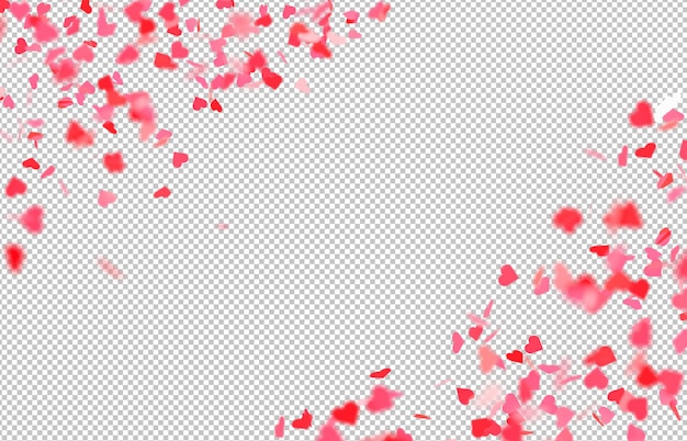 Cut out red falling hearts