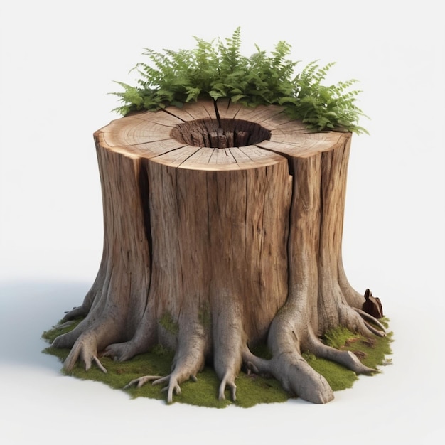 a cut out of a tree stump with a hole in the middle