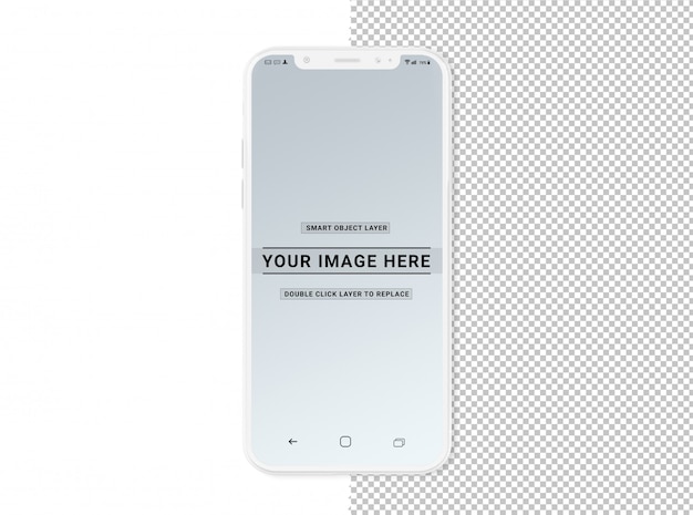 Cut out white modern smartphone with shadow Mockup