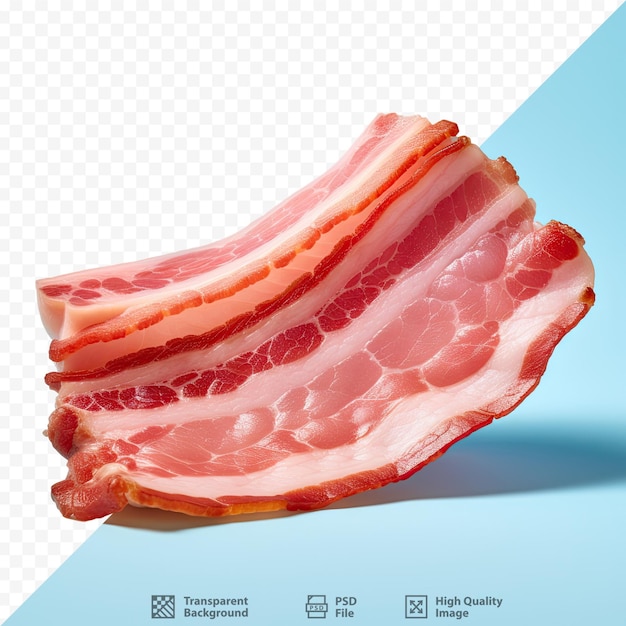 a cut of a piece of bacon is shown on a transparent background.