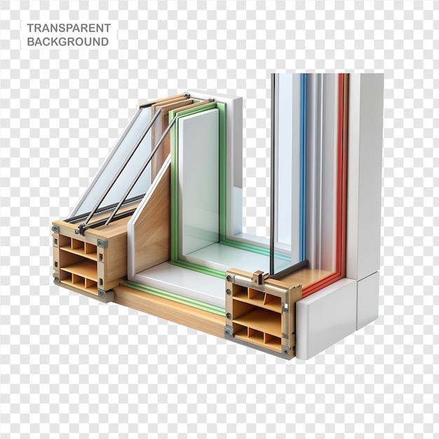 PSD cutaway view of the double glazing to reveal the inside profile and resistance to temperature