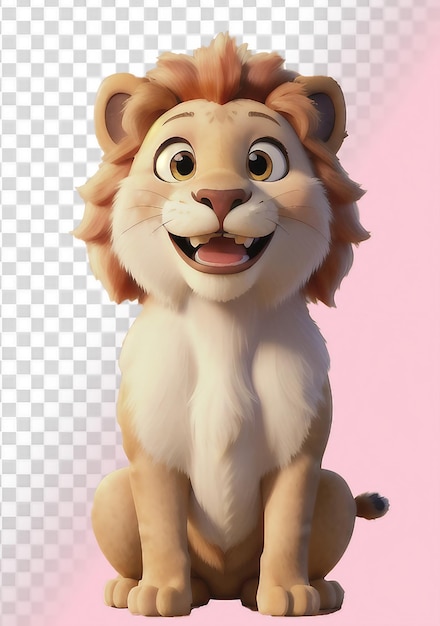 PSD cute 3d animated lion with transparent background