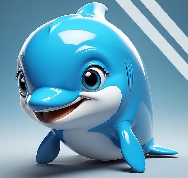 PSD cute 3d cartoon dolphin character generative ai