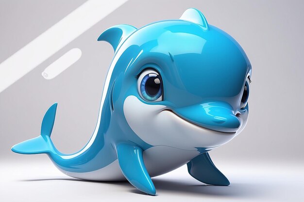 PSD cute 3d cartoon dolphin character generative ai