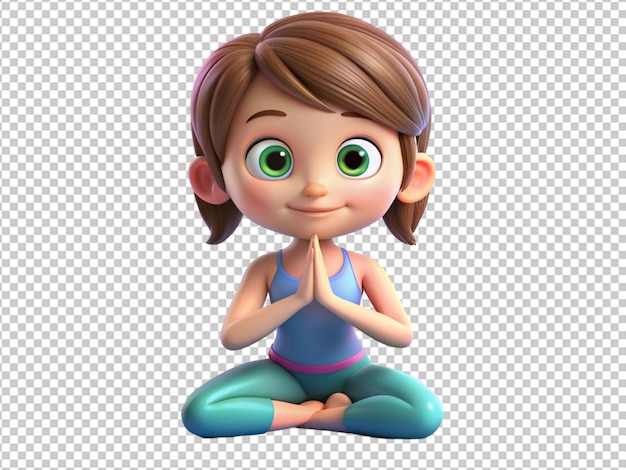 cute 3d cartoon girl doing yoga