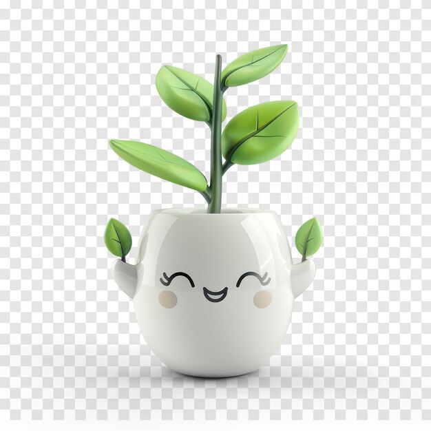 cute 3d cartoon indoor plant on transparency background PSD