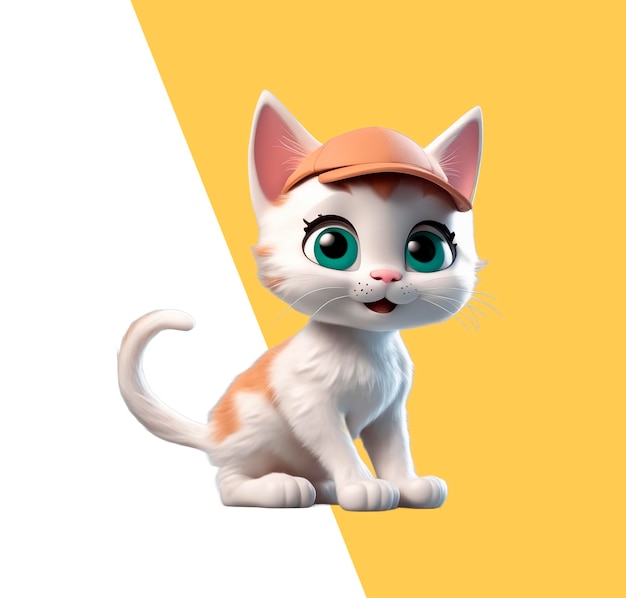 cute 3D cartoon kitten