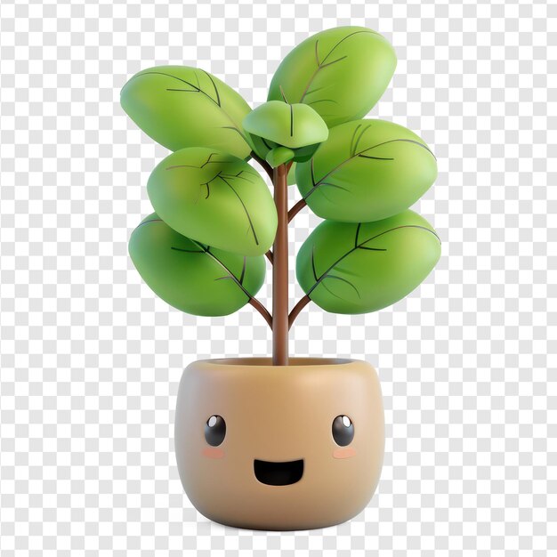 cute 3d cartoon plant on transparency background PSD