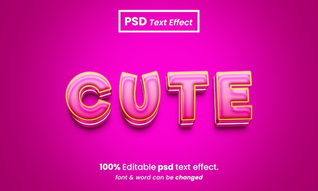 Cute 3d editable premium psd text effect