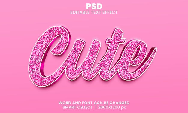 Cute 3d editable text effect Premium Psd with background