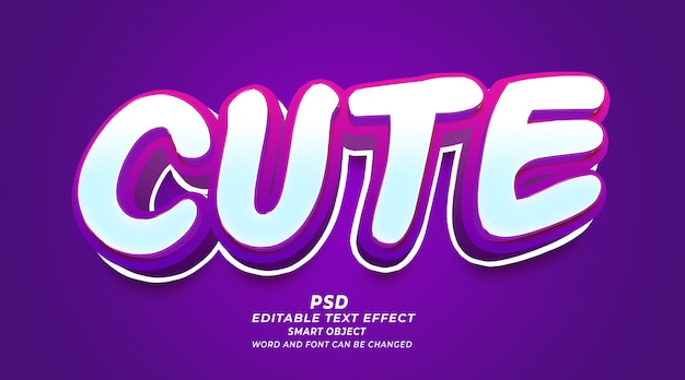 Cute 3d editable text effect PSD template smart object