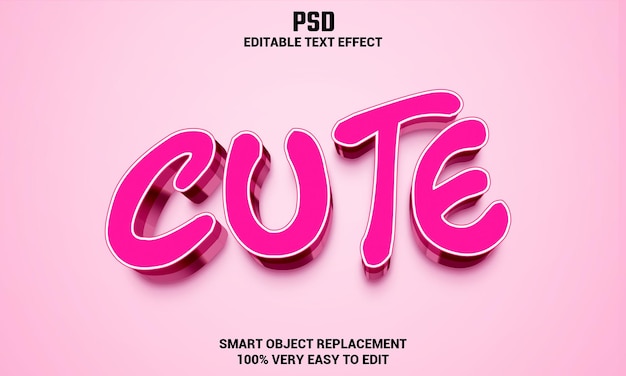 Cute 3d editable text effect with background Premium Psd