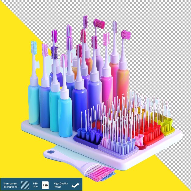 PSD cute 3d hair dye brush transparent background png psd