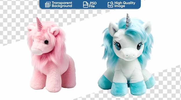 Cute 3D Illustration of Colorful Unicorn Animal Toy Set in Cartoon Style