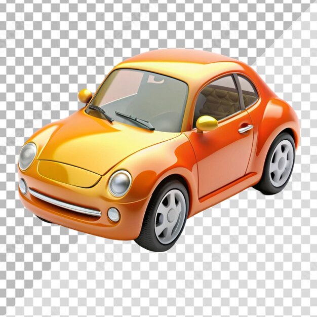 PSD cute 3d little car on transparent background