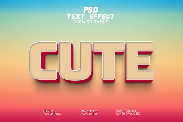 Cute 3d psd text effect style editable