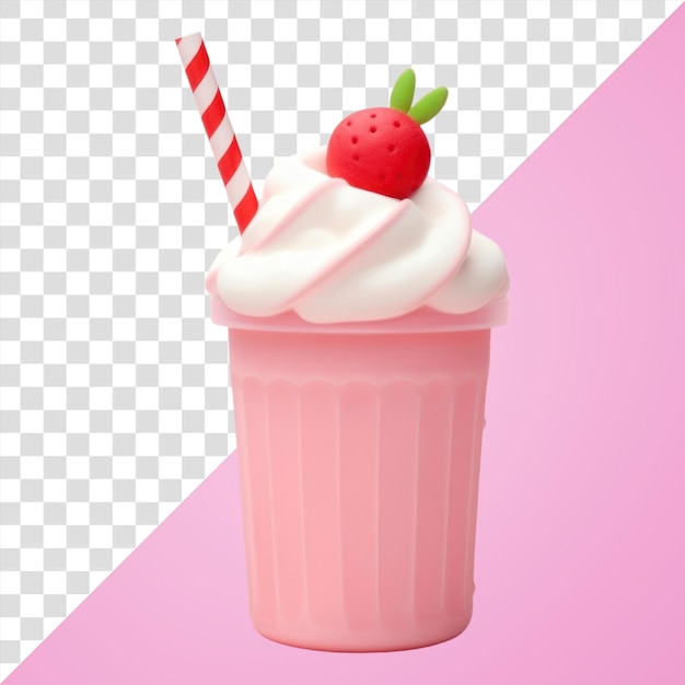 Cute 3D strawberry milkshake element