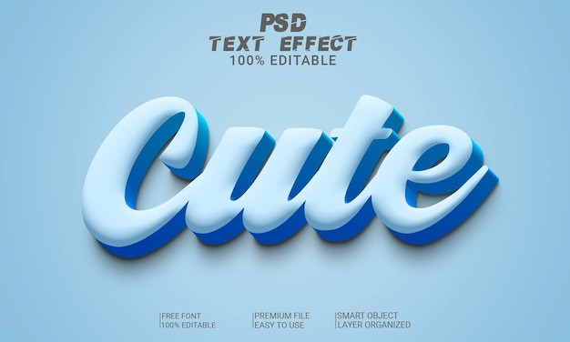 Cute 3D Text Effect PSD File