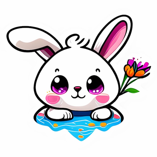 Cute adorable Bunny illustration with flowers