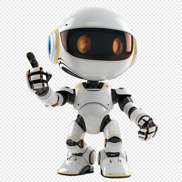 Cute ai robot chatbot thumbs up on isolated transparent background