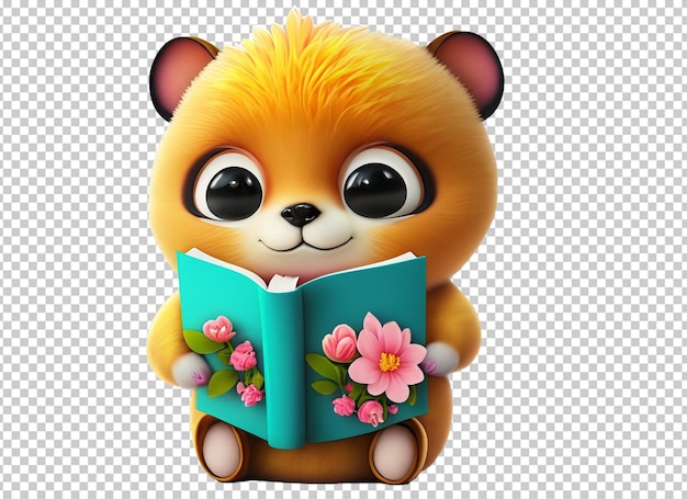 Cute Animal Characters Reading Books