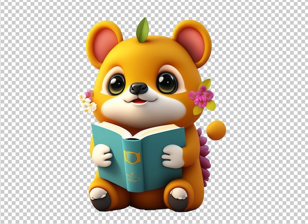 Cute Animal Characters Reading Books