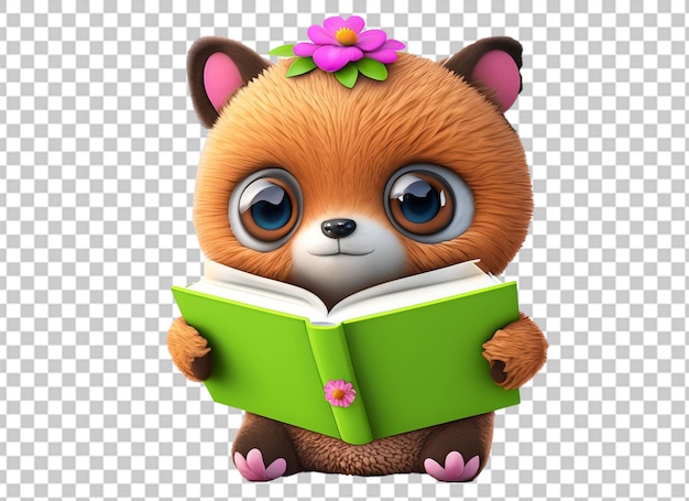 Cute animal reading book