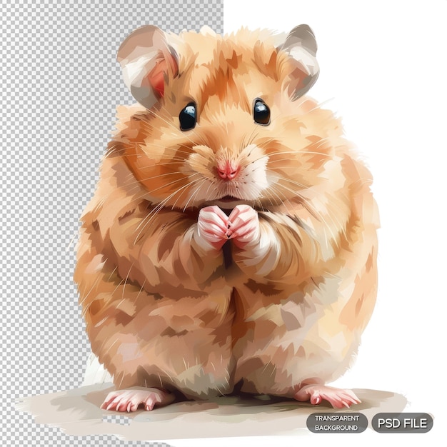 PSD cute animal sticker of a fluffy hamster with adorable expression perfect for kids and animal lovers