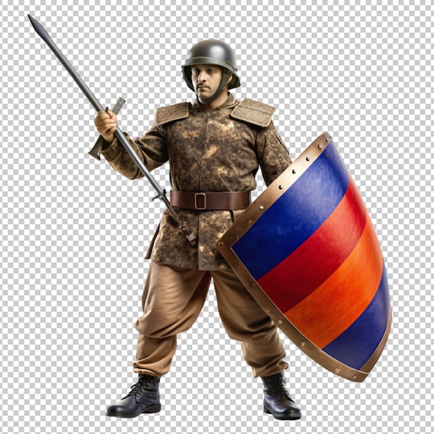 PSD cute armenia flag soldier fighting with word isolated on transparent background