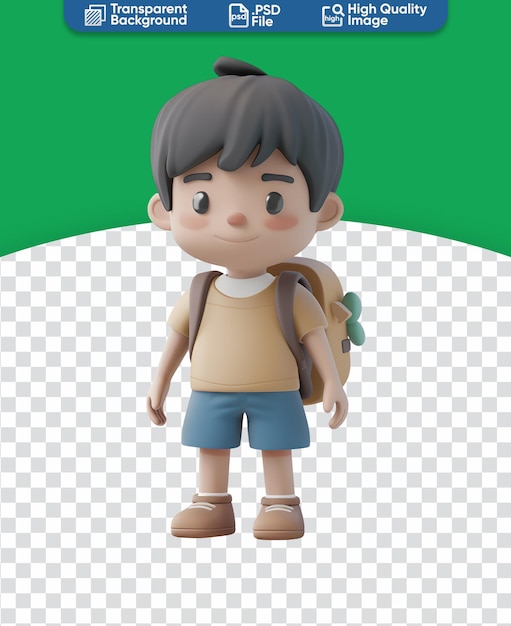 Cute Asian Boys School Journey A Happy 3D Rendered Chibi Cartoon