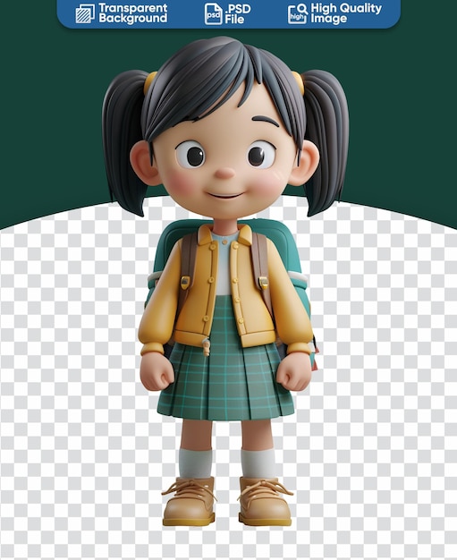 Cute Asian Girls Happy School Day A 3D Rendered Chibi Cartoon Illustration