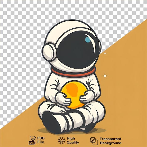 PSD cute astronaut holding a ball transparent cartoon art