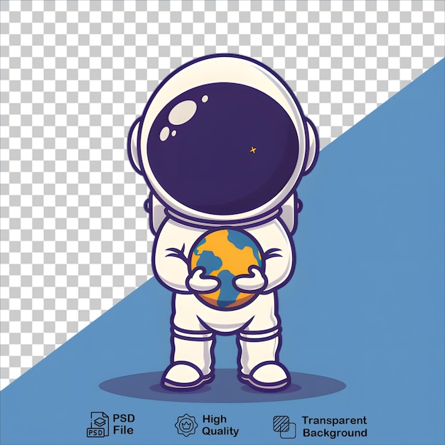 PSD cute astronaut holding a ball transparent cartoon art