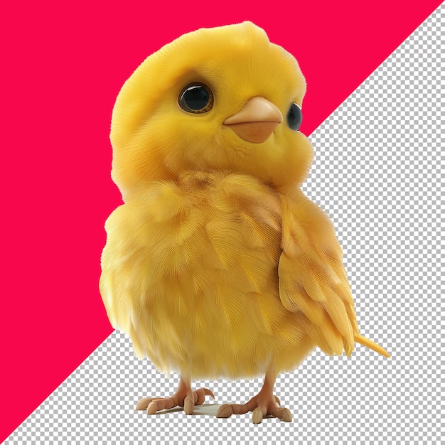 Cute Baby Bird 3D Cartoon Transparent Background PNG PSD