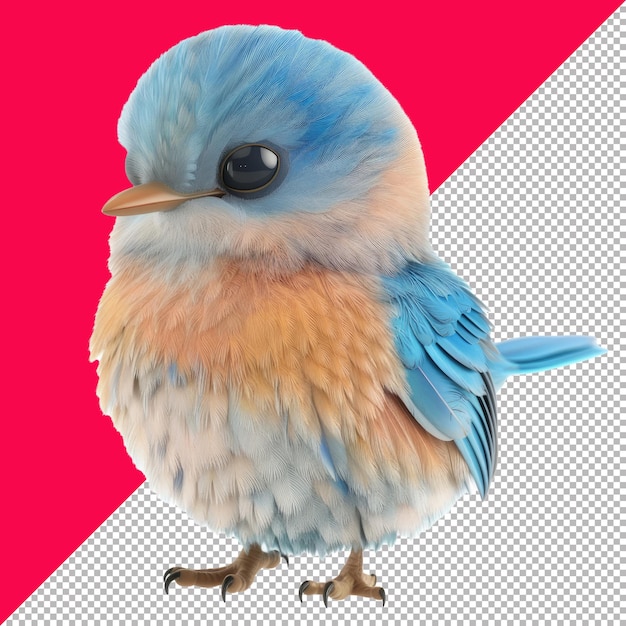 Cute Baby Bluebird 3D Cartoon Transparent Background PNG PSD