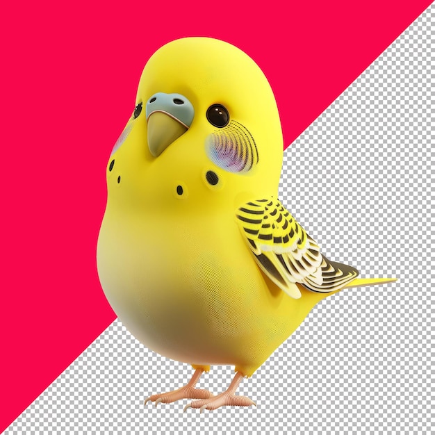 Cute Baby Budgie 3D Cartoon Transparent Background PNG PSD