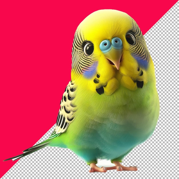 Cute Baby Budgie 3D Cartoon Transparent Background PNG PSD