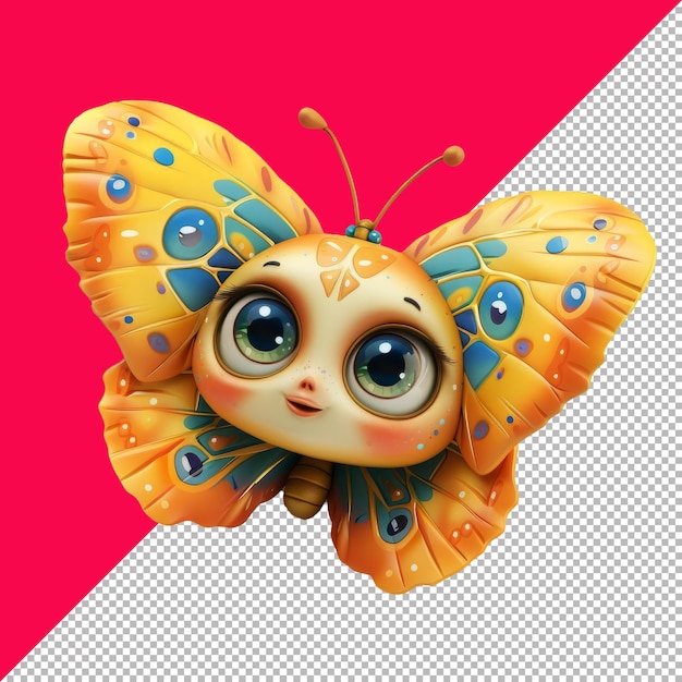 PSD cute baby butterflies 3d cartoon isometric render white