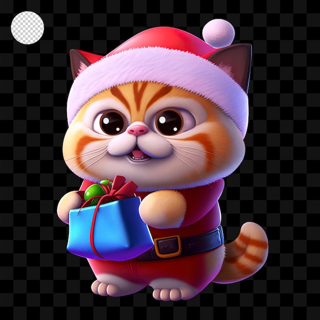 Cute baby cat character in christmas hat