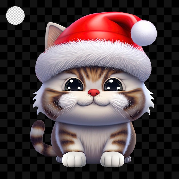 Cute baby cat character in christmas hat