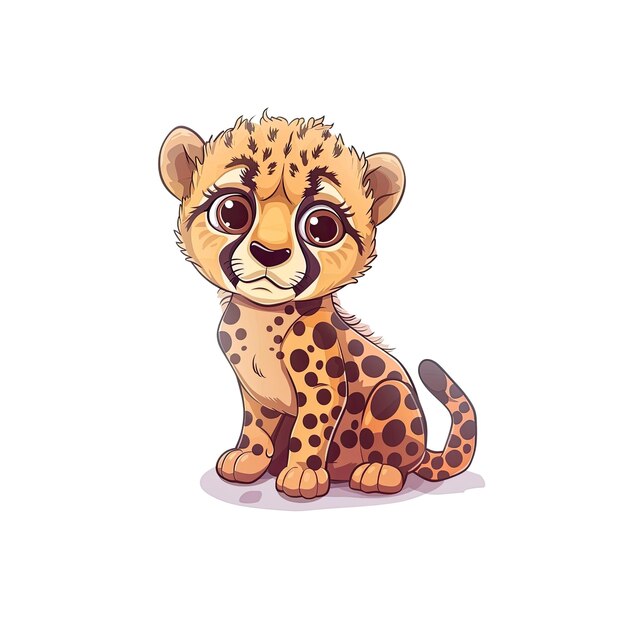 A Cute Baby Cheetah Cartoon Cartoon Illustration