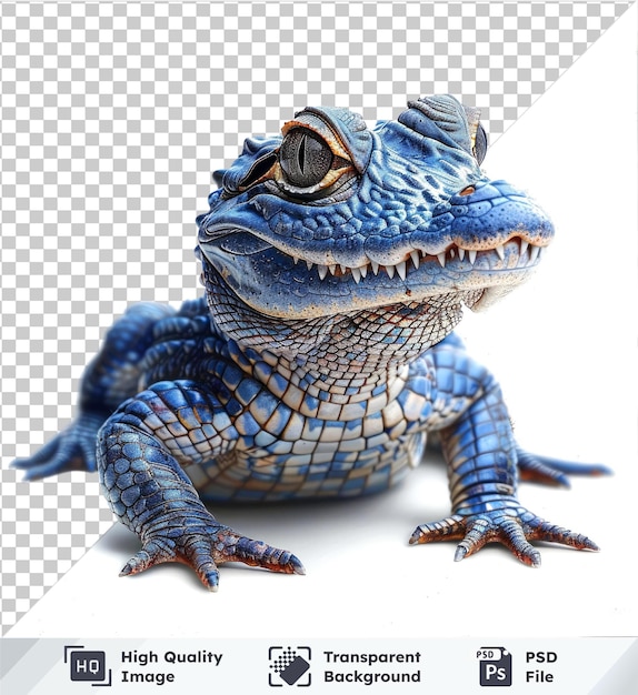 Cute baby crocodile and blue frog in highquality transparent PSD vector