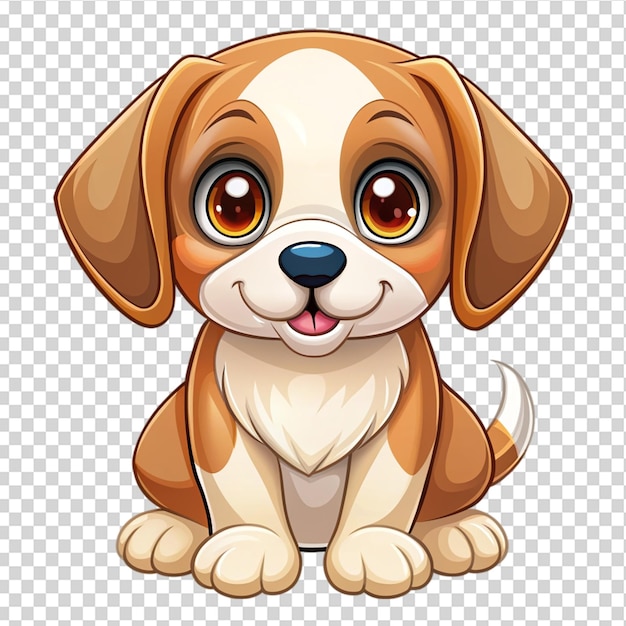 Cute baby dog cartoon isolated on transparent background