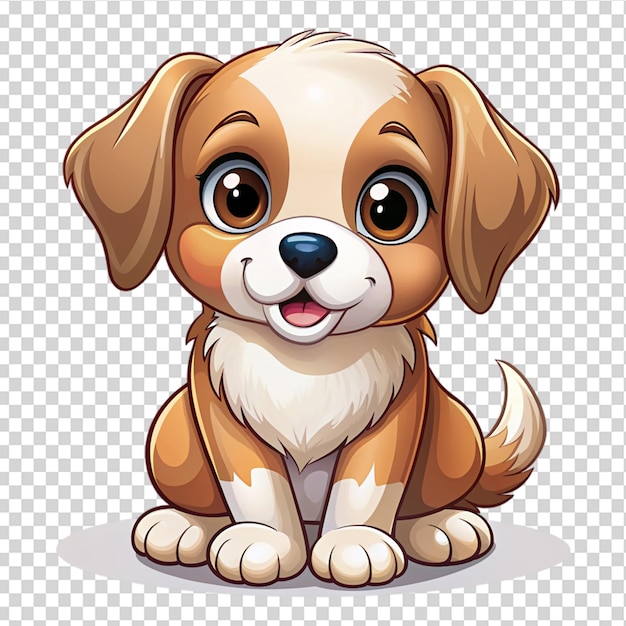 PSD cute baby dog cartoon isolated on transparent background