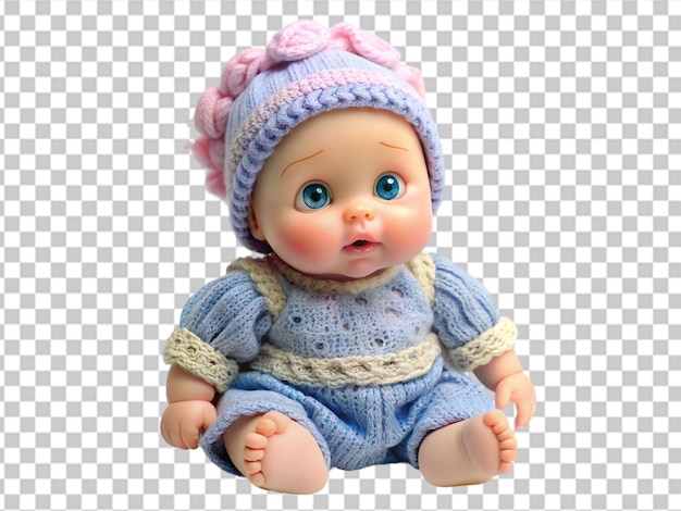 PSD cute baby doll children still life on white background