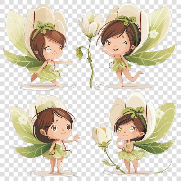 PSD cute baby flowers fairy watercolor nurseryon transparent background