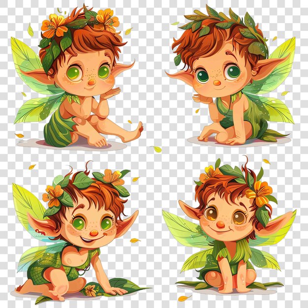 PSD cute baby flowers fairy watercolor nurseryon transparent background