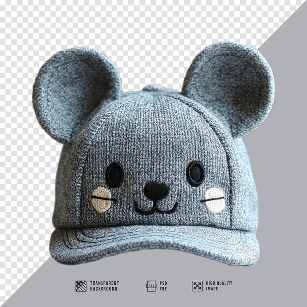 PSD cute baby hat and clothes image with ears without background hd quality