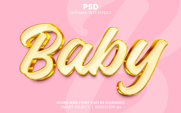 Cute baby pink color 3d editable photoshop text effect style with background